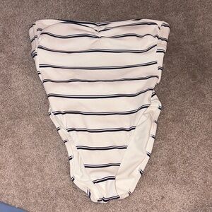 Shade & Shore Cream and Black One Piece Strapless Swimsuit